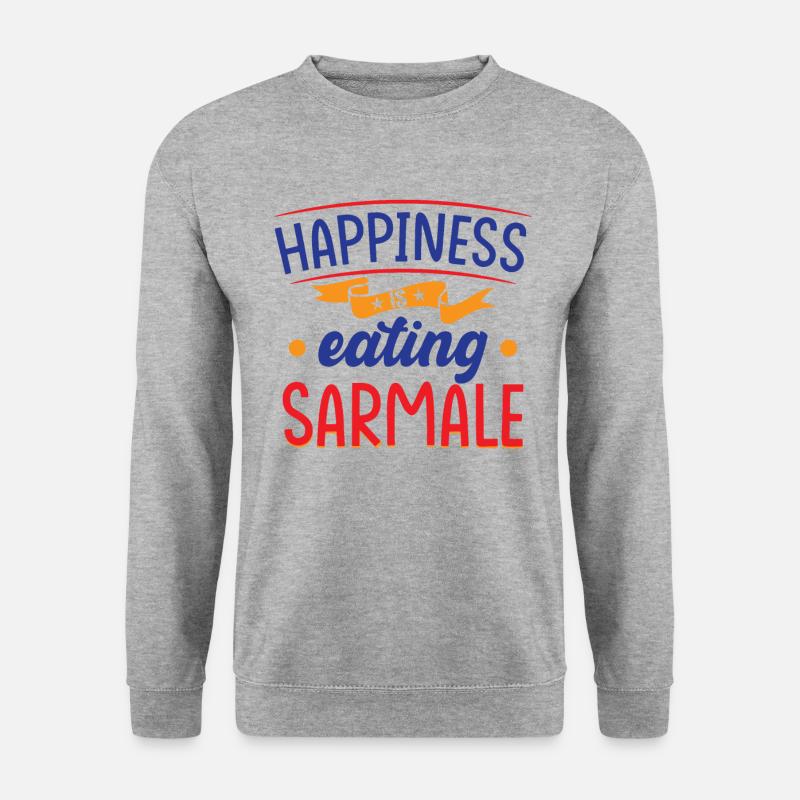 Glück isst Sarmale - Unisex Pullover - Weißgrau meliert