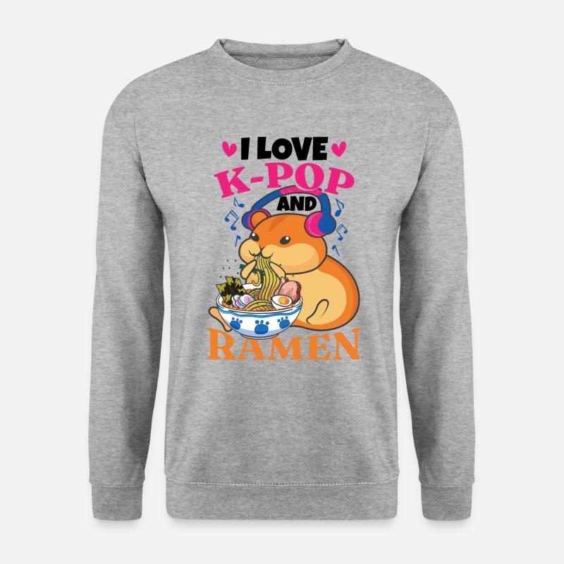 Ich liebe K-Pop und Ramen - Unisex Pullover - Weißgrau meliert