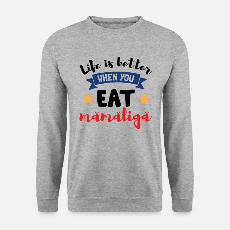Essen Sie Mamaliga - Unisex Pullover - Weißgrau meliert