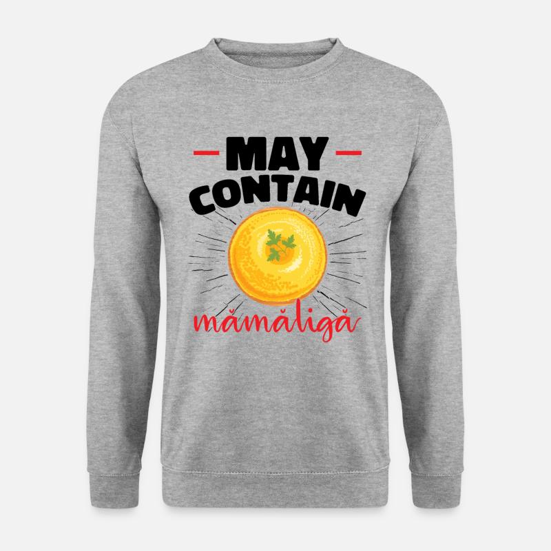 Kann Mamaliga enthalten - Unisex Pullover - Weißgrau meliert