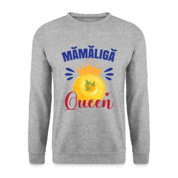 Reine Mamaliga - Sweat-shirt Unisexe - gris chiné - Devant - Alina (178cm) & Michal (187cm)
