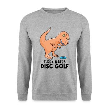 T-Rex Disc Golf - Unisex Pullover - Weißgrau meliert - Vorne - Alina (178cm) & Michal (187cm)