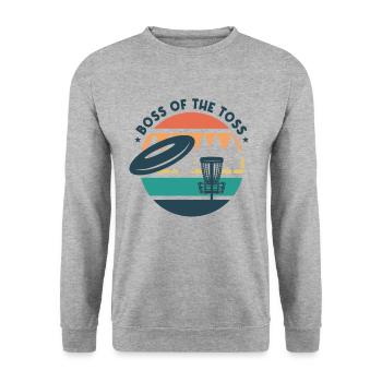 Retro Disc Golf - Unisex Pullover - Weißgrau meliert - Vorne - Alina (178cm) & Michal (187cm)