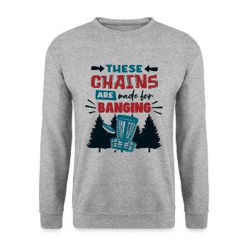 Disc Golf Herren Humor Frisbee - Unisex Pullover - Weißgrau meliert - Vorne - Alina (178cm) & Michal (187cm)