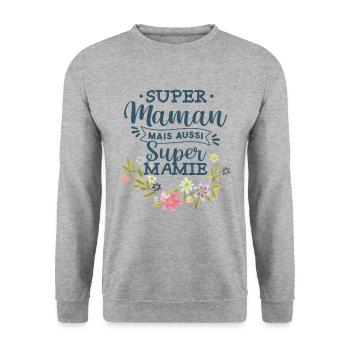 Maman Mais Aussi Mamie - Sweat-shirt Unisexe - gris chiné - Devant - Alina (178cm) & Michal (187cm)