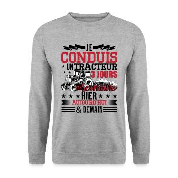 Tracteur Humour - Sweat-shirt Unisexe - gris chiné - Devant - Alina (178cm) & Michal (187cm)