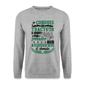 Tracteur Humor Fermier Paysan Culitvateur - Sweat-shirt Unisexe - gris chiné - Devant - Alina (178cm) & Michal (187cm)