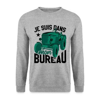 Tracteur Humour Paysan - Sweat-shirt Unisexe - gris chiné - Devant - Alina (178cm) & Michal (187cm)
