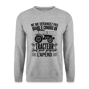 Tracteur Humour Paysan Fermier - Sweat-shirt Unisexe - gris chiné - Devant - Alina (178cm) & Michal (187cm)