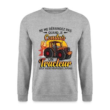 Je Conduis Un Tracteur - Sweat-shirt Unisexe - gris chiné - Devant - Alina (178cm) & Michal (187cm)