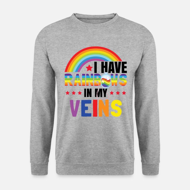 Regenbogen in meinen Adern | LGBT-| Gay Pride - Unisex Pullover - Weißgrau meliert