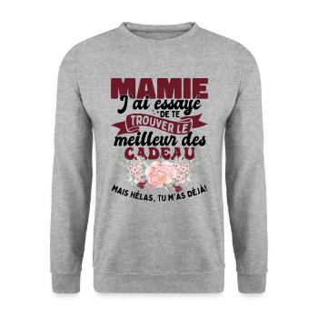 Mamie Cadeau Fête Des Mères - Sweat-shirt Unisexe - gris chiné - Devant - Alina (178cm) & Michal (187cm)