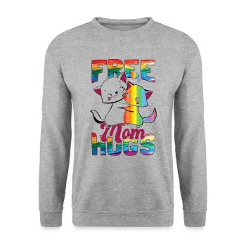 Mois de la fierté des chats LGBT Free Maman Hugs - Sweat-shirt Unisexe - gris chiné - Devant - Alina (178cm) & Michal (187cm)