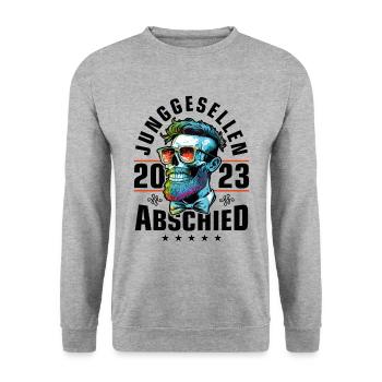 Junggesellenabschied 2023 Jga Skelett - Unisex Pullover - Weißgrau meliert - Vorne - Alina (178cm) & Michal (187cm)