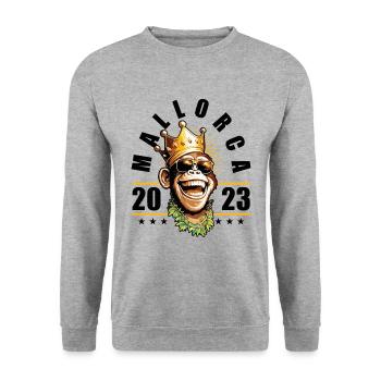 Mallorca 2023 King Party Malle - Unisex Sweatshirt - salt & pepper - Front - Alina (178cm) & Michal (187cm)