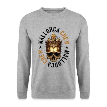 Mallorca Crew King Skull Party - Unisex Sweatshirt - salt & pepper - Front - Alina (178cm) & Michal (187cm)