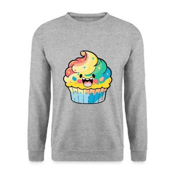 Muffin Comic - Unisex Pullover - Weißgrau meliert - Vorne - Alina (178cm) & Michal (187cm)