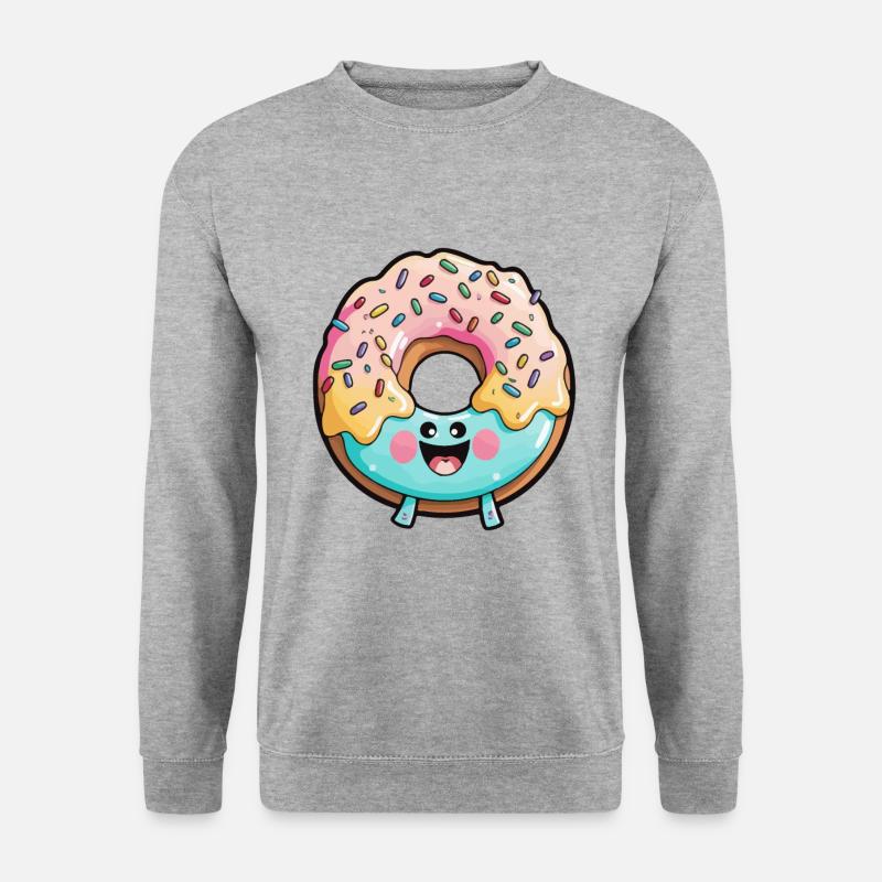Donut Comic - Unisex Pullover - Weißgrau meliert