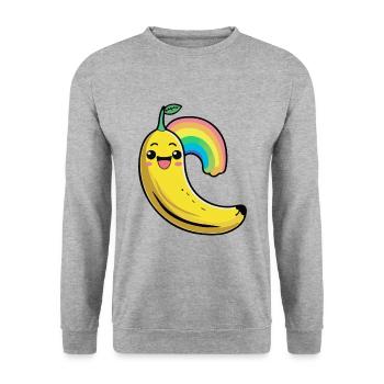 Banane Comic - Unisex Pullover - Weißgrau meliert - Vorne - Alina (178cm) & Michal (187cm)