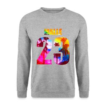 Malle 23 Mallorca 2023 - Unisex Sweatshirt - salt & pepper - Front - Alina (178cm) & Michal (187cm)