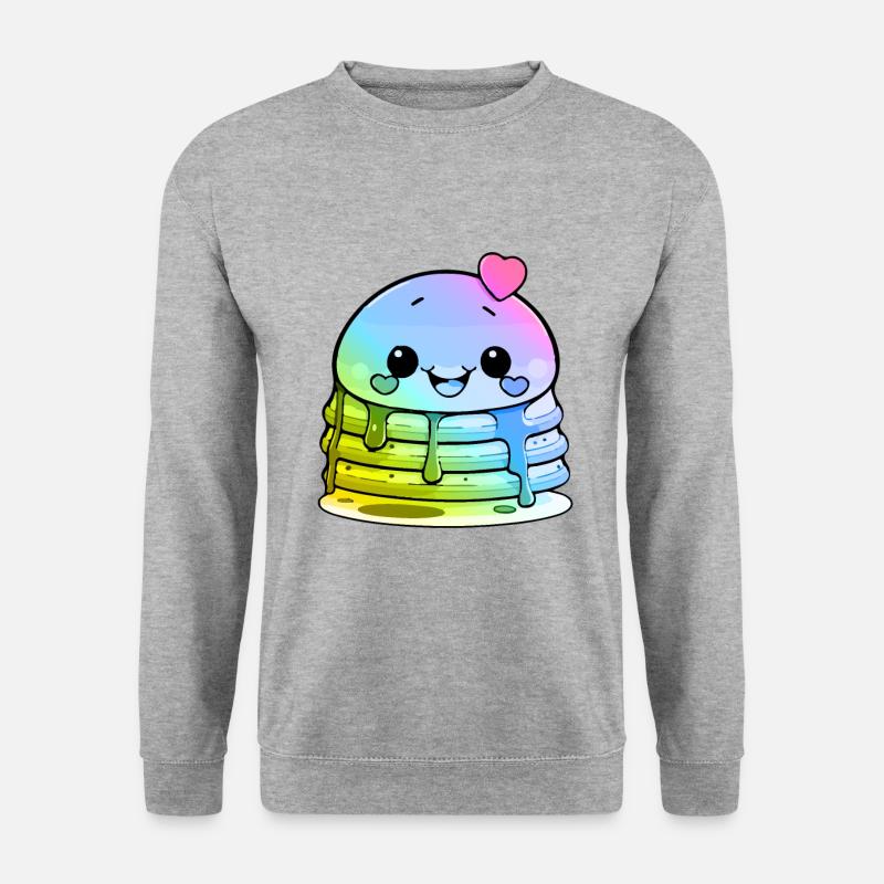 Pancake Comic Bunt - Unisex Pullover - Weißgrau meliert