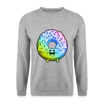 Donut Comic Bunt - Unisex Pullover - Weißgrau meliert - Vorne - Alina (178cm) & Michal (187cm)