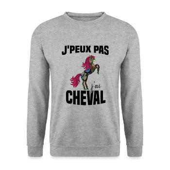 Je Peux Pas J'ai Cheval Cadeau Fleuri - Sweat-shirt Unisexe - gris chiné - Devant - Alina (178cm) & Michal (187cm)