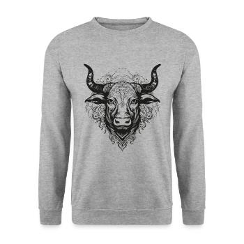 Bull Mandala Boho - Sweat-shirt Unisexe - gris chiné - Devant - Alina (178cm) & Michal (187cm)