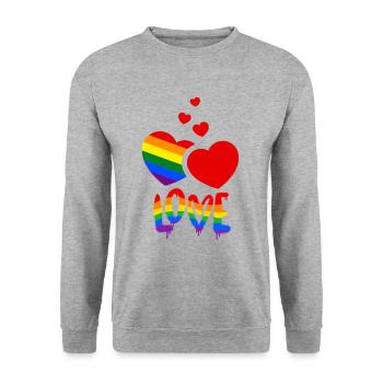 Love Rainbow Hearts Pride - Sweat-shirt Unisexe - gris chiné - Devant - Alina (178cm) & Michal (187cm)
