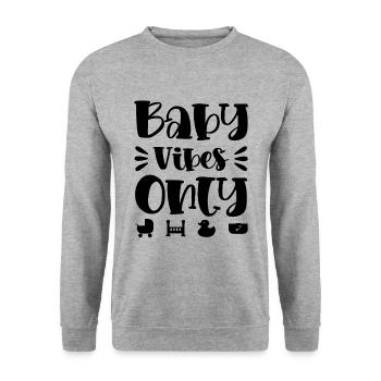 baby vibes only - Unisex Pullover - Weißgrau meliert - Vorne - Alina (178cm) & Michal (187cm)