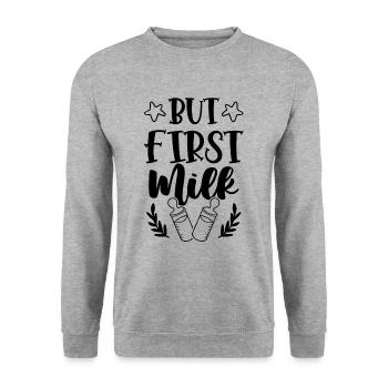Lait pour bébé - Sweat-shirt Unisexe - gris chiné - Devant - Alina (178cm) & Michal (187cm)