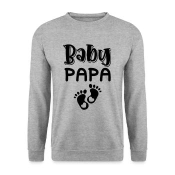 baby papa - Unisex Pullover - Weißgrau meliert - Vorne - Alina (178cm) & Michal (187cm)