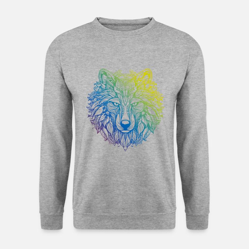 Wolf Mandala Boho - Sweat-shirt Unisexe - gris chiné