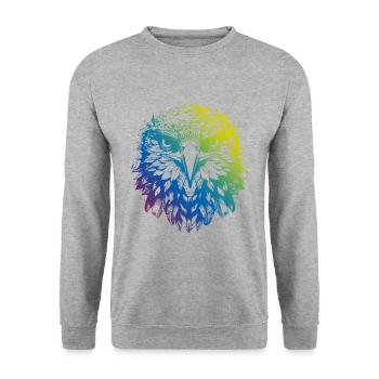 Aigle Mandala Boho - Sweat-shirt Unisexe - gris chiné - Devant - Alina (178cm) & Michal (187cm)