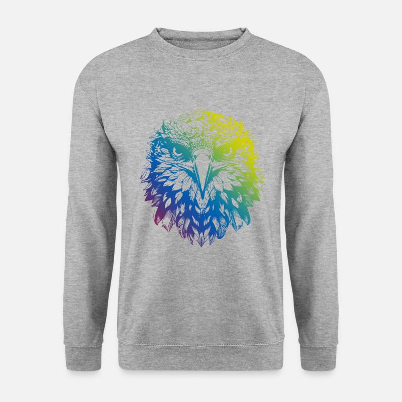 Adler Mandala Boho - Unisex Pullover - Weißgrau meliert