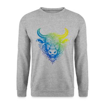 Bull Mandala Boho - Sweat-shirt Unisexe - gris chiné - Devant - Alina (178cm) & Michal (187cm)