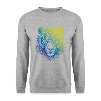 Tigre Mandala Boho - Sweat-shirt Unisexe - gris chiné - Devant - Alina (178cm) & Michal (187cm)