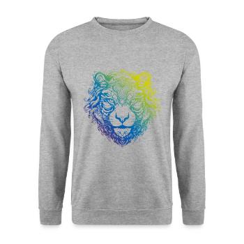 Tigre Mandala Boho - Sweat-shirt Unisexe - gris chiné - Devant - Alina (178cm) & Michal (187cm)
