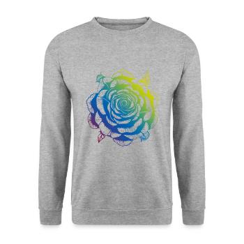Rose Mandala Boho - Unisex Pullover - Weißgrau meliert - Vorne - Alina (178cm) & Michal (187cm)