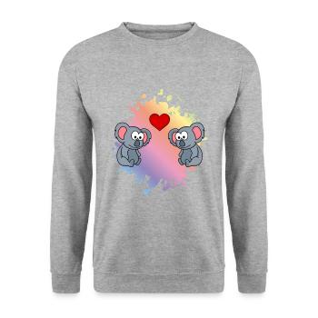 Koala Comic Couple Amour - Sweat-shirt Unisexe - gris chiné - Devant - Alina (178cm) & Michal (187cm)
