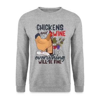 Poulet Citation Élevage Poule Éleveur de poulet - Sweat-shirt Unisexe - gris chiné - Devant - Alina (178cm) & Michal (187cm)