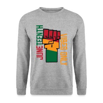 Juneteenth Vibes Only | Freedom | Emancipation Day - Unisex Sweatshirt - salt & pepper - Front - Alina (178cm) & Michal (187cm)