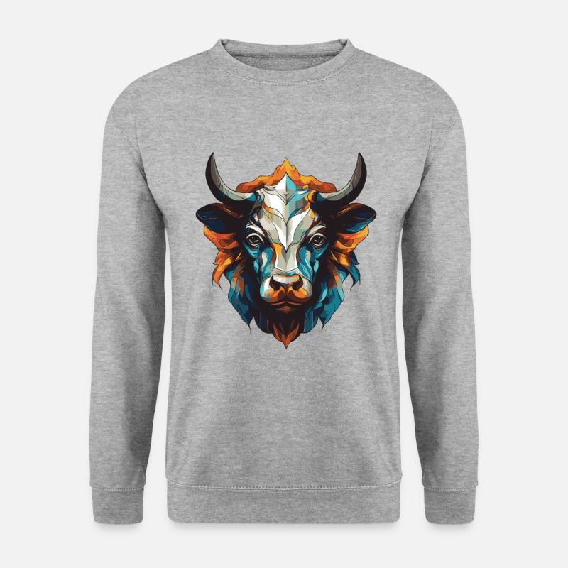 Bulle Portrait Taurus - Unisex Pullover - Weißgrau meliert