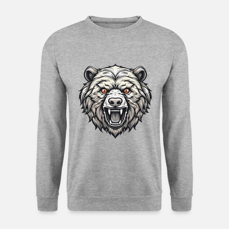 Bär Portrait - Unisex Pullover - Weißgrau meliert