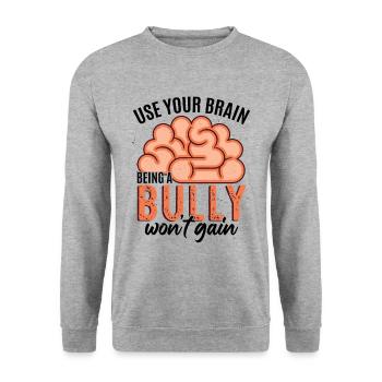 Ein Mobber zu sein, wird nicht gewinnen | Tag der Einheit - Unisex Pullover - Weißgrau meliert - Vorne - Alina (178cm) & Michal (187cm)