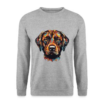 Labrador Hund Portrait - Unisex Pullover - Weißgrau meliert - Vorne - Alina (178cm) & Michal (187cm)