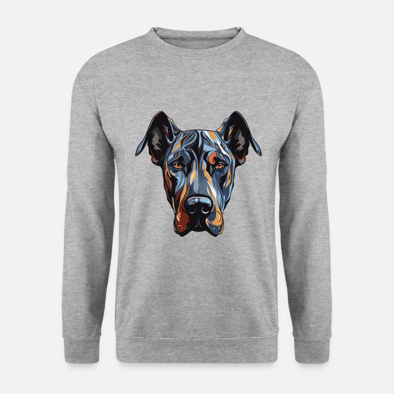 Great Dane Hund Portrait - Unisex Pullover - Weißgrau meliert