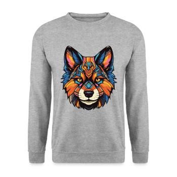 Akita Hund Portrait - Unisex Pullover - Weißgrau meliert - Vorne - Alina (178cm) & Michal (187cm)