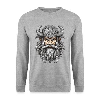 Wikinger Krieger Valhalla Odin - Unisex Pullover - Weißgrau meliert - Vorne - Alina (178cm) & Michal (187cm)