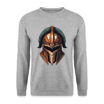 Spartan Warrior Sparta Helmet - Unisex Sweatshirt - salt & pepper - Front - Alina (178cm) & Michal (187cm)